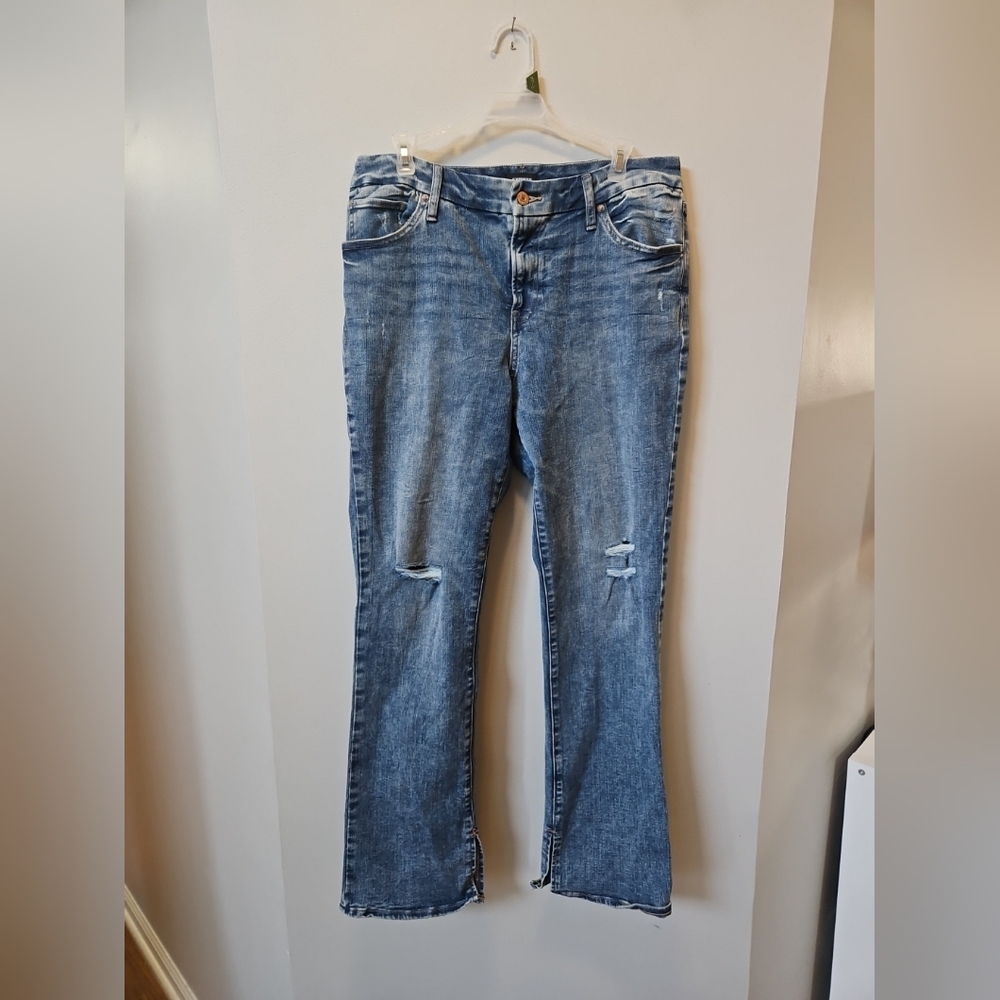 Express Skyscraper Mid Rise Ultra Hyper Stretch Bootcut Jeans Women Sz Large